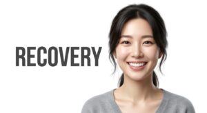 임플란트 수술 후 건강한 미소를 지닌 여성